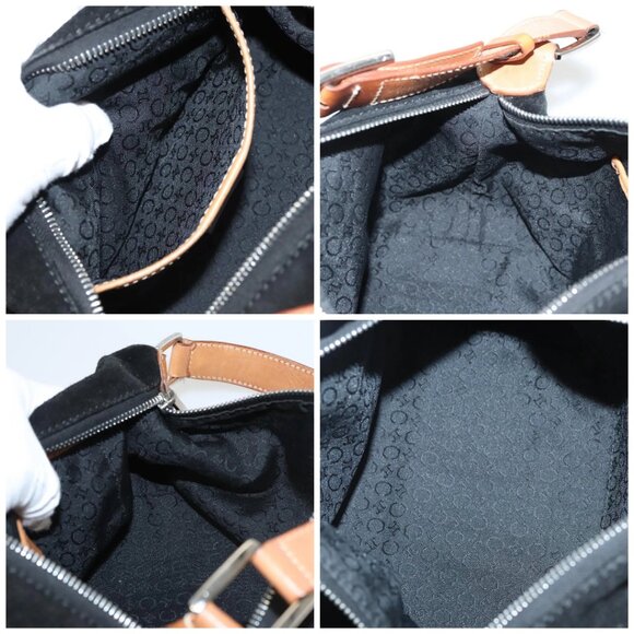 CELINE C Macadam Canvas Shoulder Bag Suede Black Silver Auth 120034 - Picture 15 of 16